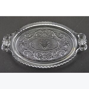 DUNCAN & MILLER GLASS - SANDWICH CLEAR PATTERN - CREAM & SUGAR TRAY